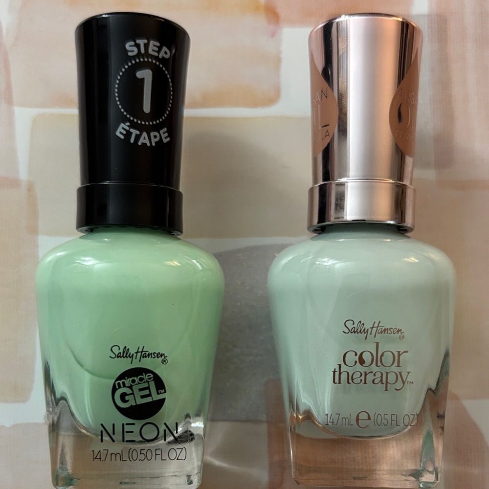 Sally Hansen Mint Green Nail Polish - Color Therapy & Miracle Gel Duo